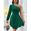 Spring/Summer New Arrival Fashion One-Shoulder Cold-Shoulder Silm Waist-Controlled Slimming Long Sleeve Dress Dinner Dress Women's Dress