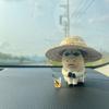 Stable Base Cow Car Ornament Straw Hat Dashboard Ornament Desk Decor Figurine  Car Dashboard Decor