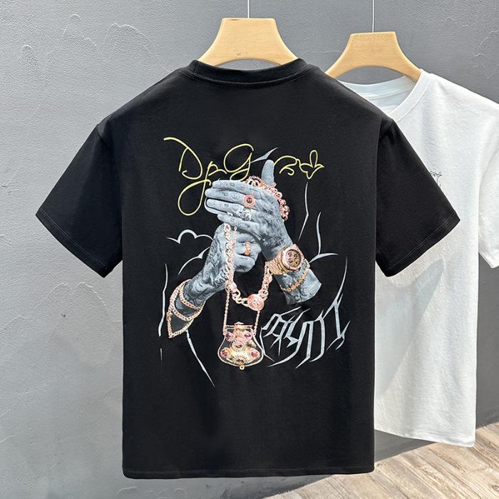 New Summer Men's Short-sleeved T-shirt Cotton American Printed Thin Short T-shirt Top