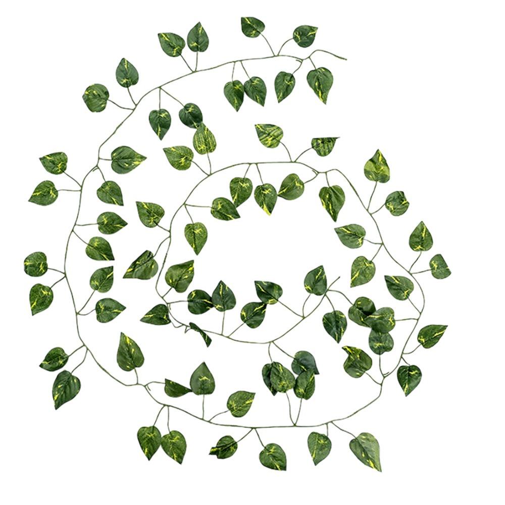 

12PCS Green Artificial Ivy Leaf Flexible Vine Lightweight Hanging Garland Plastic Silk Realistic Texture DIY Fake Plant
