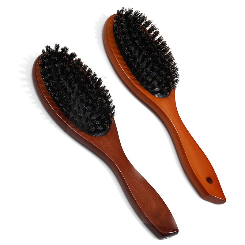 Cepillo para el cabello Mango de madera Cerdas de jabalí Peine para barba Peine para desenredar Alisar Cerdas de jabalí Peine de masaje