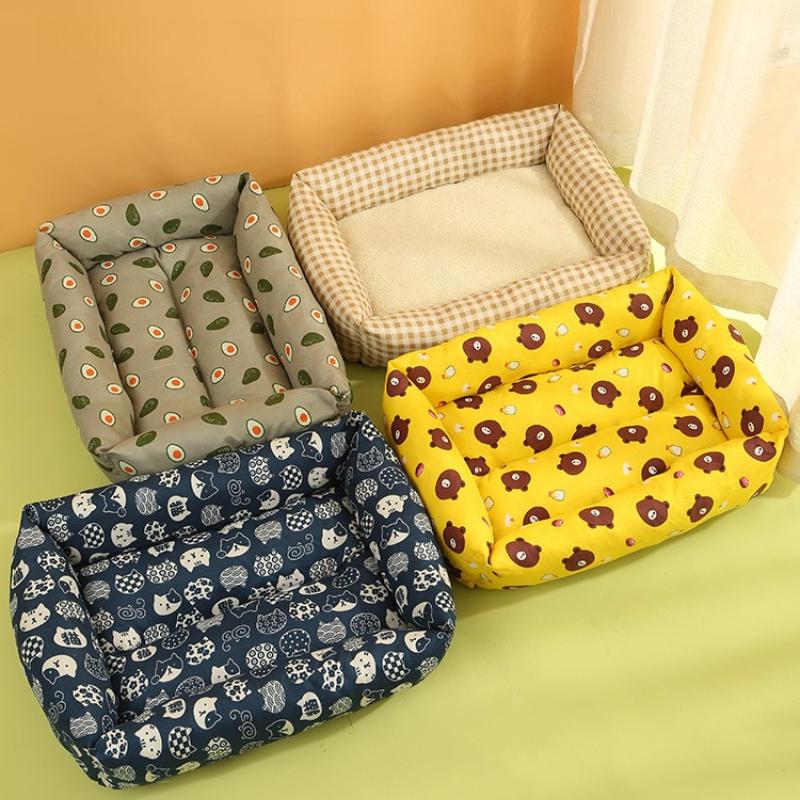 1pc Thick and Soft Pet Mat Semi Wrapped Small Dog Bed with High Rebound and No Collapse Cat Bed Large Space Increases Four Season Universal Pet Bed