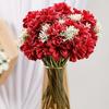 Artificial Dahlia Flower Bunch, 7 Stem Faux Bouquet For Home, Office, Red