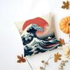 HHokusai Great Wave Cushion Cover Washable Linen Pillowcase Soft  for Daily Sofa Bed Home Room Decor