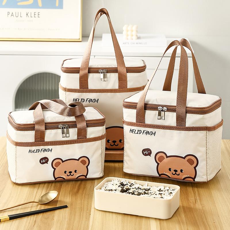 Cartoon Thickened Waterproof Insulated Bag Student Office Worker Lunch Bento Bag Handbag Large Capacity Thermal Aluminum Foil Bag