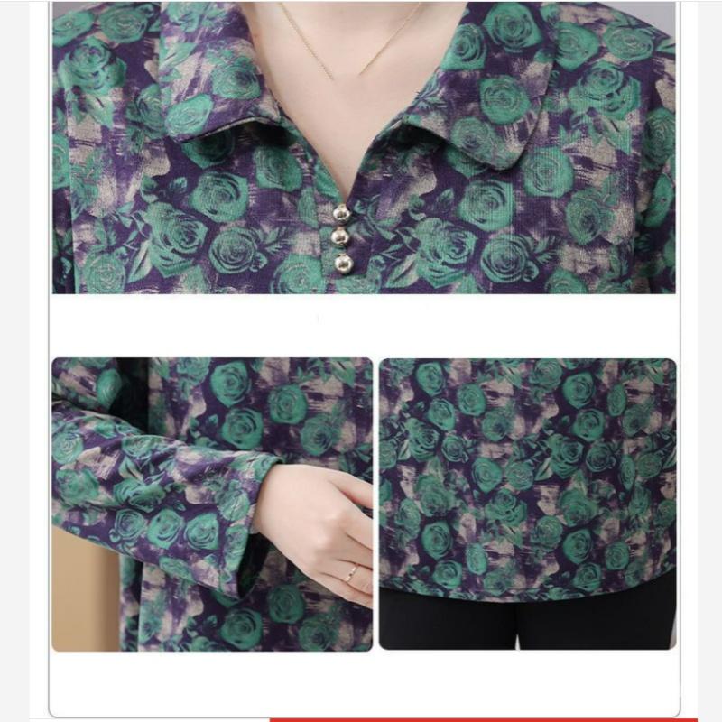 Modna Damska Bluzka Plus Size z Długim Rękawem, Klapami i Wyszczuplająca