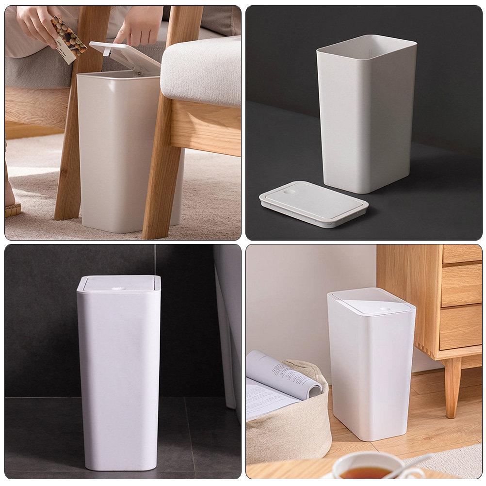 Press Down Trash Can 3 Liter Small Plastic Waste Bin with Touchless Lid for Bathroom Kitchen Office Modern Compact Garbage Can