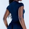 High-Stretch Seamless Nylon Yoga T-Shirt: Moisture-Wicking, Tight-Fit, Hip-Length Short Sleeve