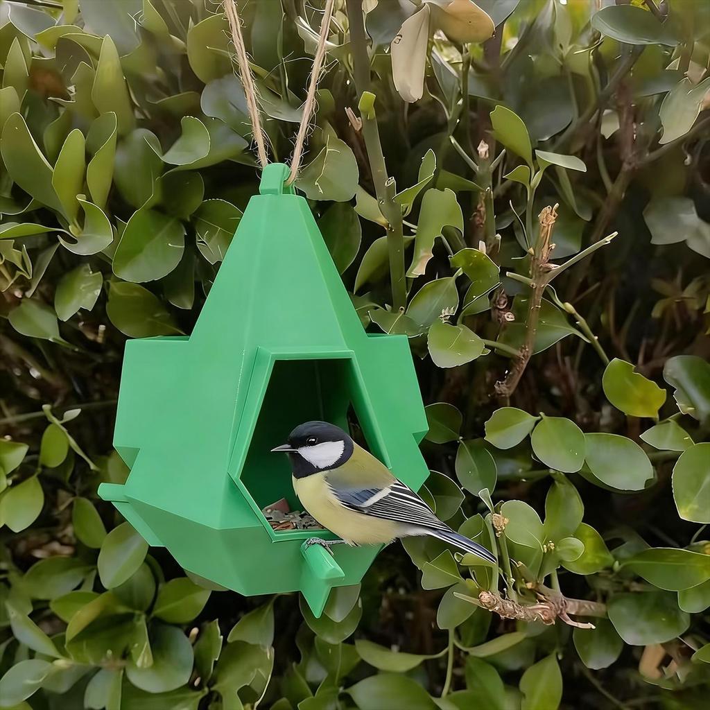 Bird Feeders for Outdoors Hangable Shelter Food Station Roof Design Weather Resistant Easy Refill Wild Bird Feeders for Adults