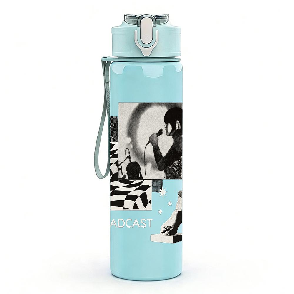 1PC Black White Band Grid Collage Print 750ml Portable Sports Water Bottle Leakproof Gym Outdoor Travel Drink Cup