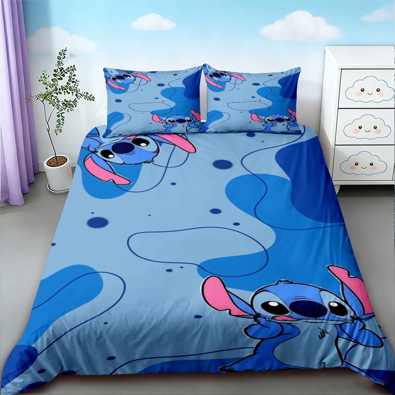Stitch & Lilo Stitch Duvet Cover Cartoon Quilt Cover Soft and Breathable Bedding Set Twin Size for Bedroom Decor Best Gifts