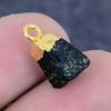 Natural Black Tourmaline Rough 925 Sterling Silver Jewelry Pendant 0.59" Z5v12