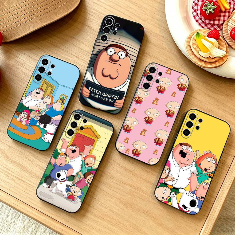 F-Family Funny Guy Phone Case For Samsung S25,S24,S21,S22,S23,S30,Ultra,S20,Plus,Fe,Note,10,9,5G Black Cover