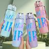 1PC Birthday Girl Rainbow Color Text Print 750ml Color Plastic Sports Water Bottle Leakproof Flip Straw Lid Suitable for Sports Office Home Use