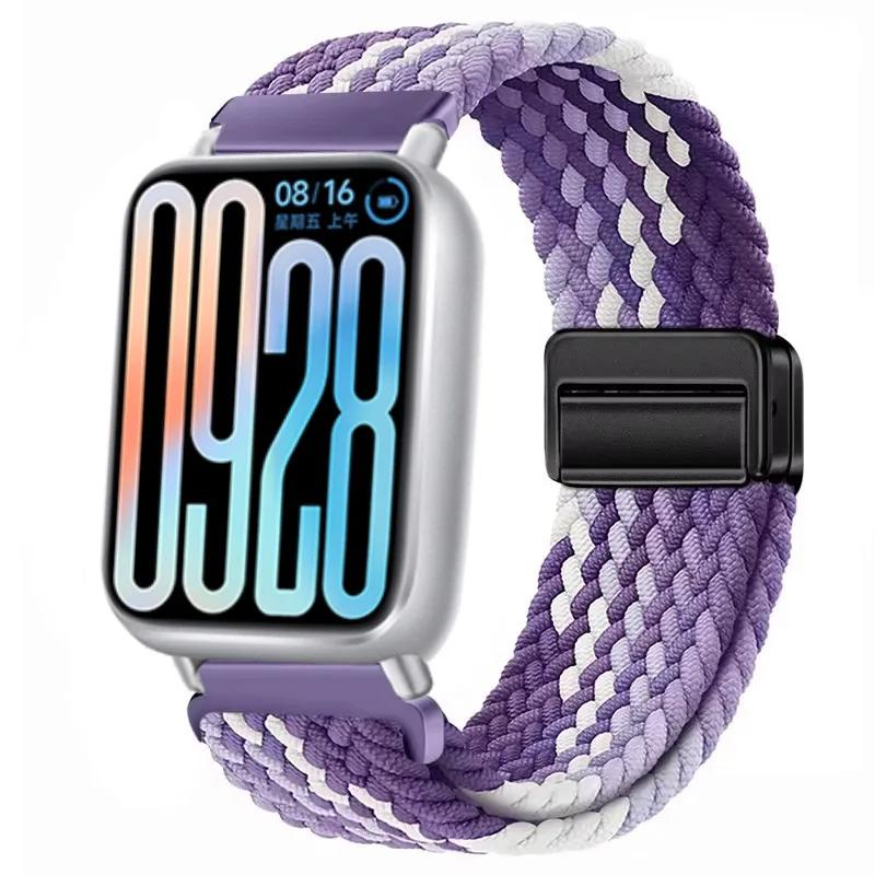 Nylon Strap for Xiaomi Band 8 Pro/9 Pro Braided Loop Magnetic Buckle Breathable Adjustable Wristband for Redmi Watch 6/5/4 Belt