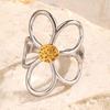 Stainless Steel Daisy Flower Rings for Women Creative Vintage Minimalist Open Rings Trendy Sweet Elegant Party Jewelry Gift