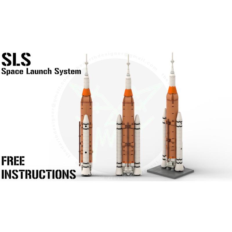 Platinum Brick SLS Rocket Model MOC-129246-1: 1:300 Scale