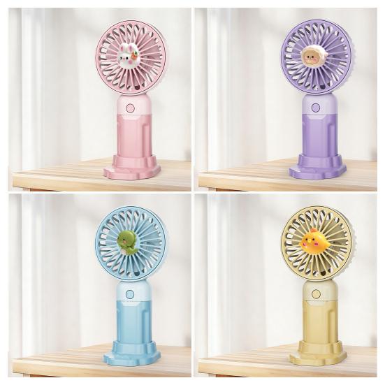 Cartoon Animal Handheld Fan 3 Speed Adjustable USB Rechargeable Summer Cooling Fan with Phone Holder Portable Travel Mini Personal Desk Fan