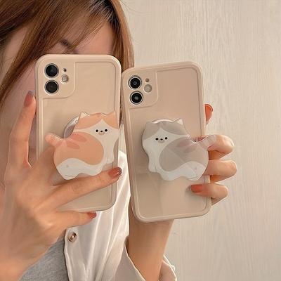Cute 3D Cat Acrylic Phone Holder Griptok Support For IPhone Samsung Xiaomi Korean Kitten Grip Tok Folding Finger Stand Socket