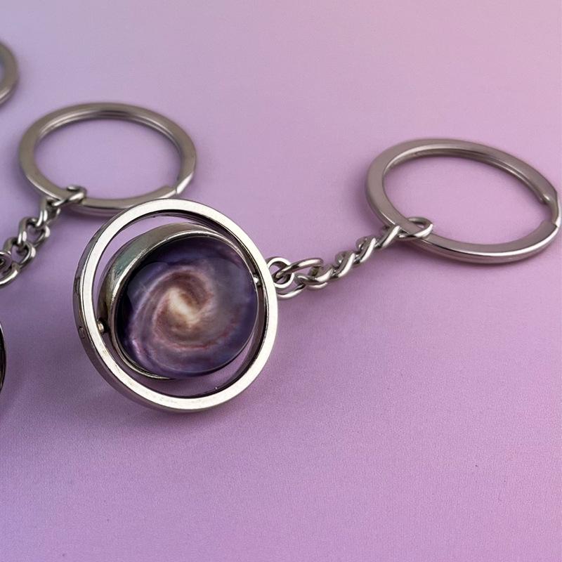 

Rotating Planet Keychain with Luminous Crystal Ball 20mm Galaxy Design Metal Key Ring Durable Chain for Everyday Use and Gift One Size