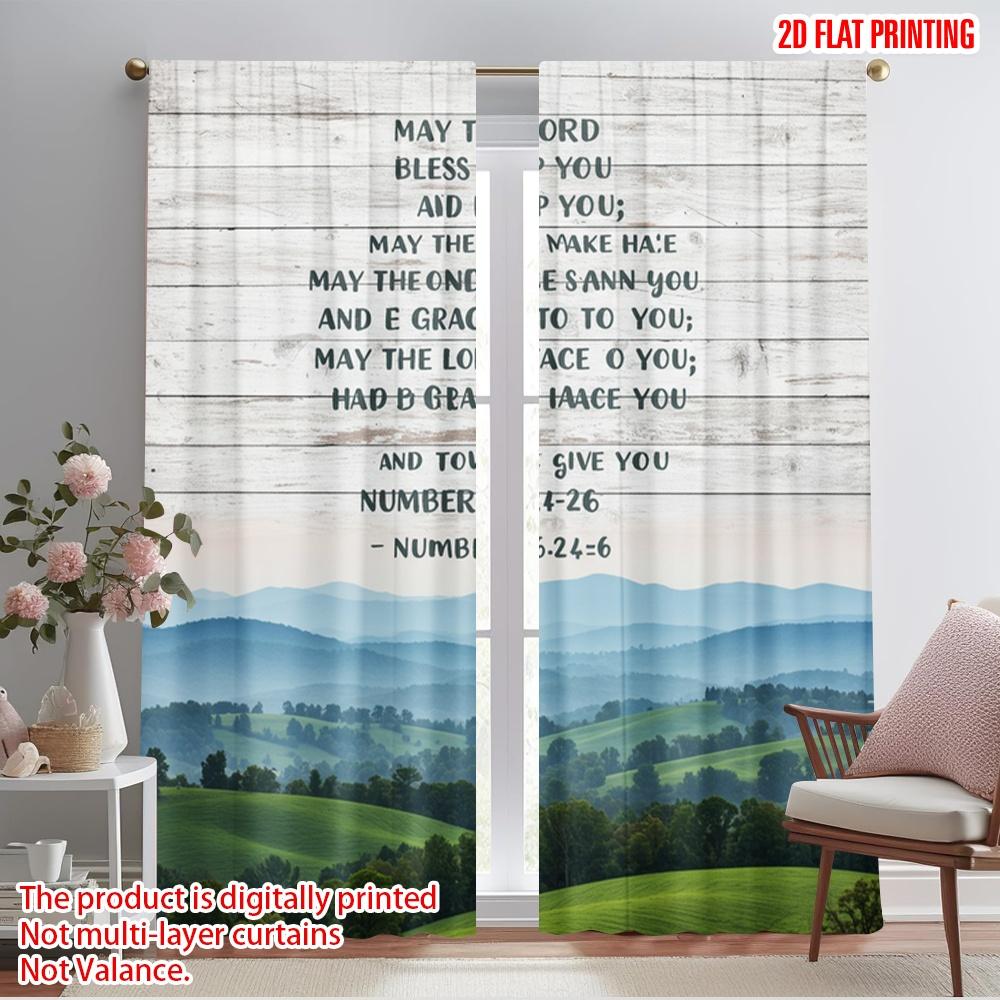 

2pcs 2D flat printing Curtain Lord bless keep you Polyester Without Electricity All Season Party & Holiday Decor Perfect for 52.50×116.00 CM 2pcs