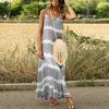 Summer European and American New Wish Large Size Printed Striped Suspender Loose Women's Dress