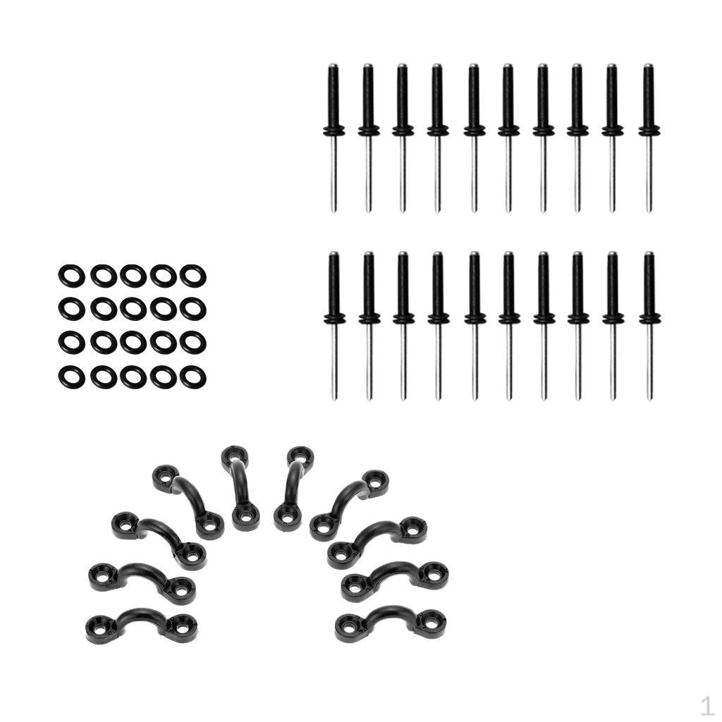 

10 Pieces Kayak Pad 20 Rivets + Screw Nuts, Deck Loops tie Eyes Kit
