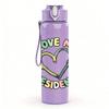 1PC Love My Rescued Heart Pet Art 750ml Color Plastic Sports Water Bottle Leakproof Flip Straw Lid Suitable for Sports Office Home Use