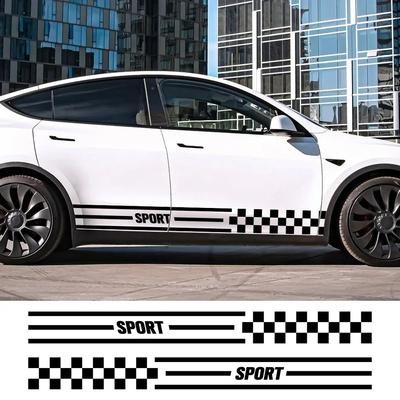 2PCS Car Door Side Stickers Waterproof PVC Vinyl Decals For Tesla Model Y Auto Body Styling DIY Decoration Stickers Accessories