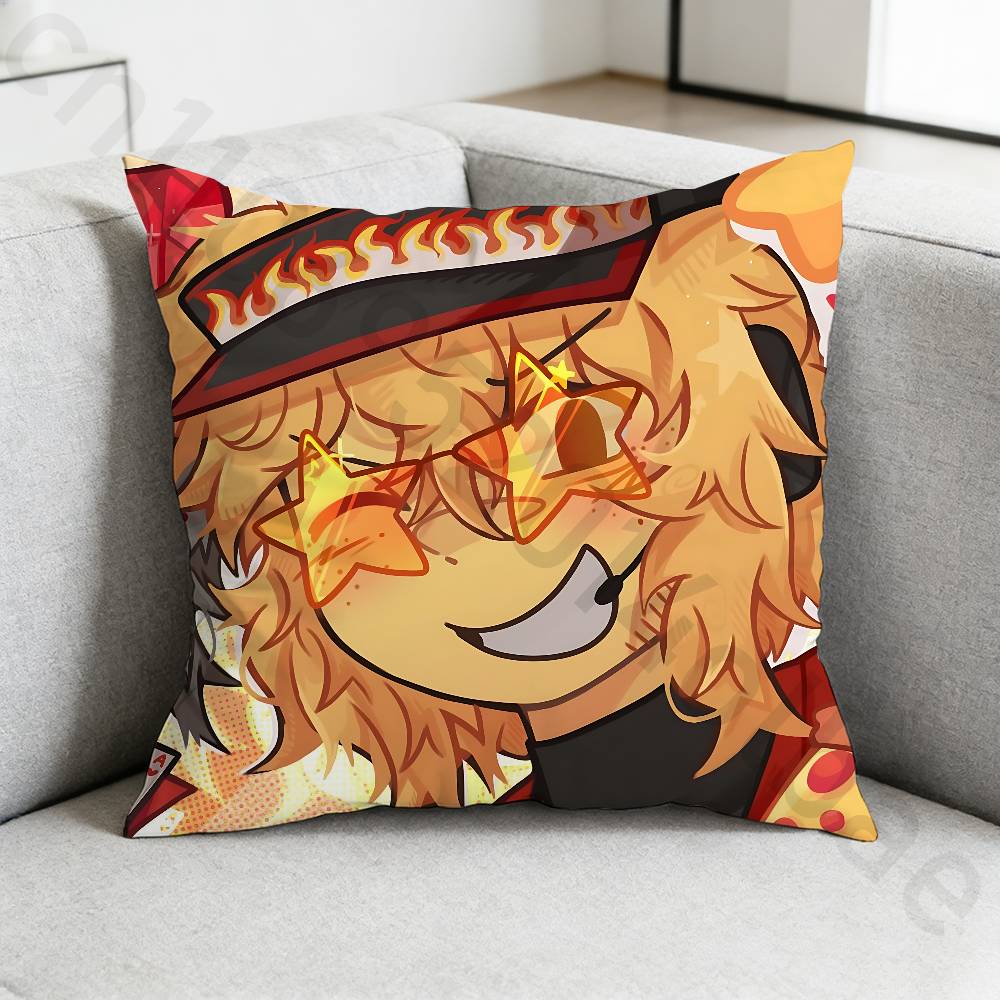 EElliot Anime PPizza Pillow Case Antidustmite Pillowcase Invisible Zipper Silky Short Plush Sofa Cushion Cover