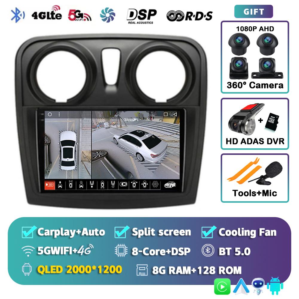 Android 14 Carplay Auto For Renault Logan 2 Sandero 2 2012 - 2016 2017 2018 2019 Car Radio Multimedia Player Stereo GPS WIFI DPS