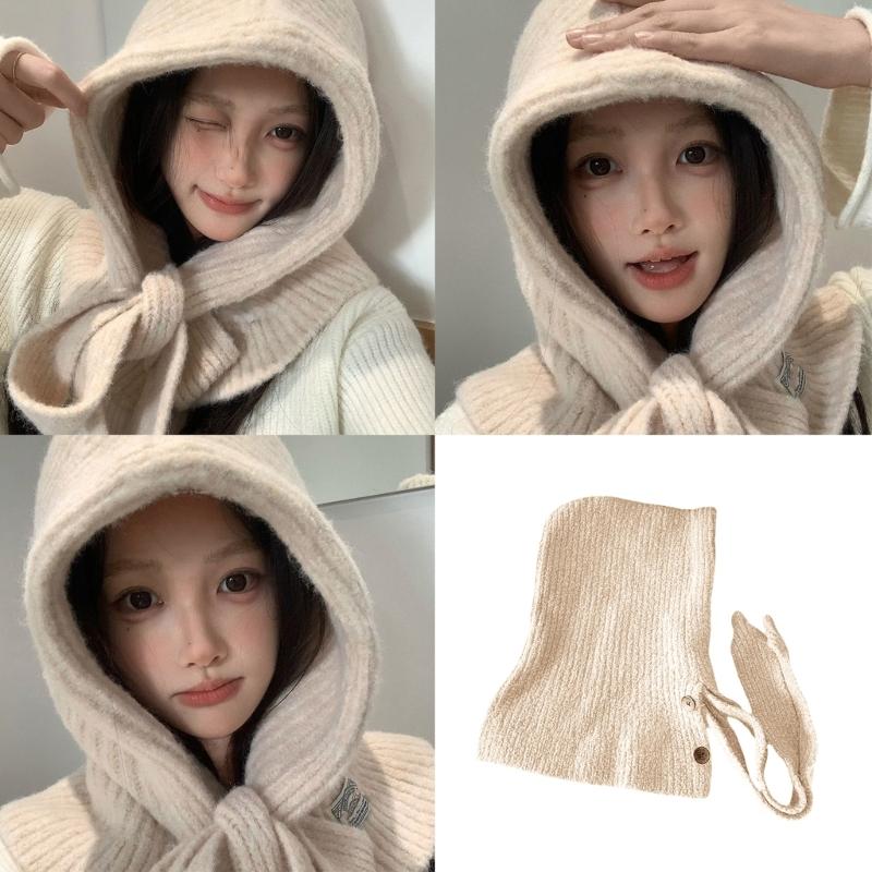 Wool Blend Balaclava Neck Warmer Scarf Hat For Cold Weather Winter Warmth Unisex Design For Outdoor Sport Activity