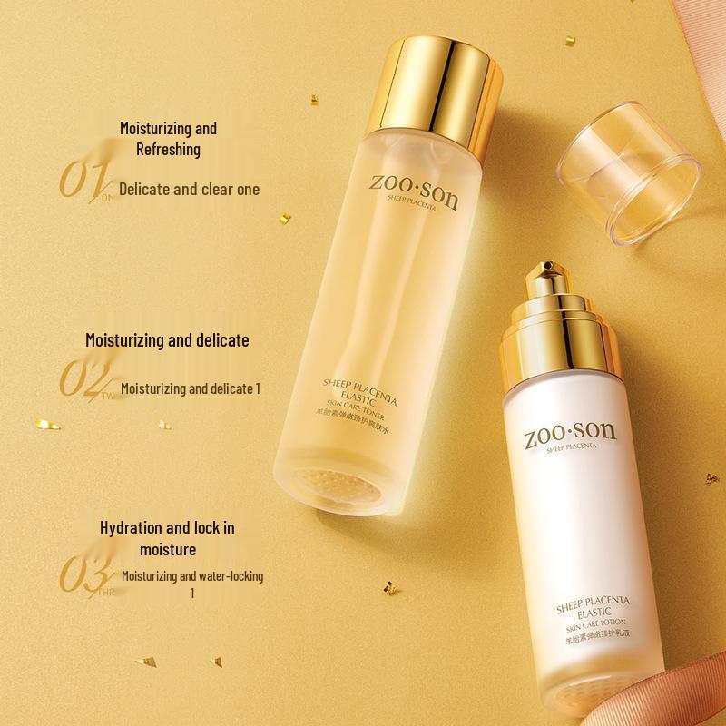 Leftcent Placenta Rejuvenating Double Protection Skincare Set: Hydrating, Moisturizing, Pore-Minimizing, Non-Greasy Water and Emulsion