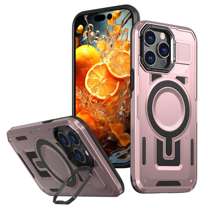 The new model is suitable for Apple 16PRO mobile phone case, lens holder, magnetic suction Magsafe anti-drop iPhone15 protective case.