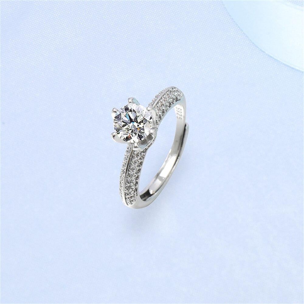 Novo Anel Moissanite Um Quilate Para Mulheres Joias Versátil Prata S925 Anéis de Diamante Ajustável Aniversário Festival Presente para Amantes