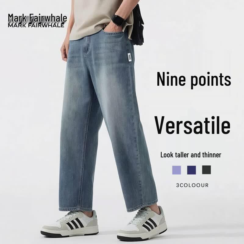 Mark Fairwhale Men s Summer Thin Cropped Straight-Leg Jeans 34 светло-синий