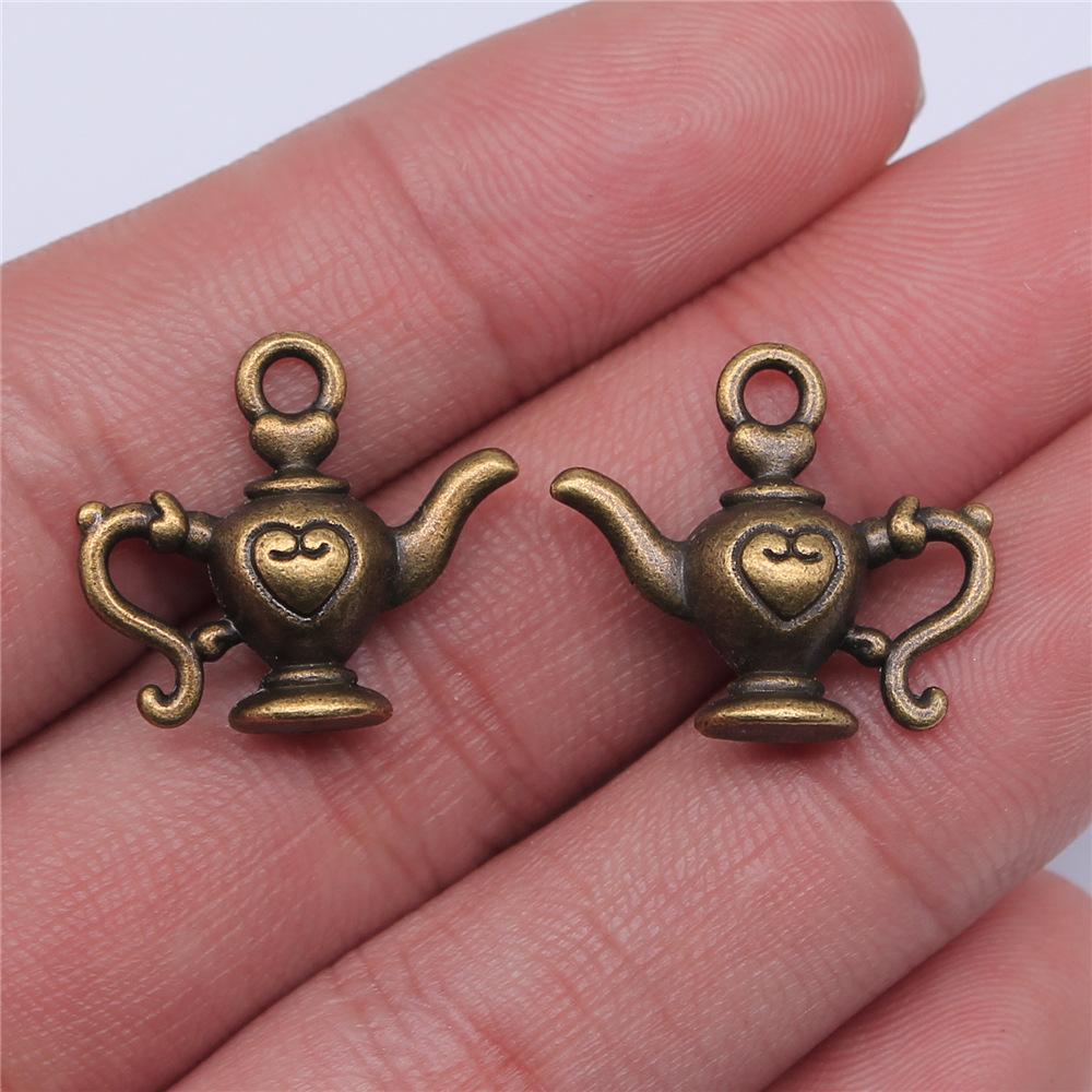 10pcs Kettle Teapot Coffee Pot Charms Antique Silver Color Pendants DIY Crafts Making Findings Handmade Tibetan Jewelry