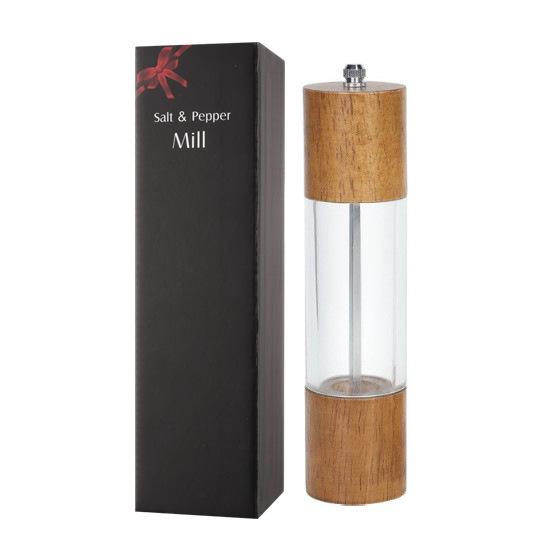 Premium Acrylic Salt and Pepper Grinder Set Manual Salt and Pepper Mills Wooden Shakers with Adjustable Ceramic Core