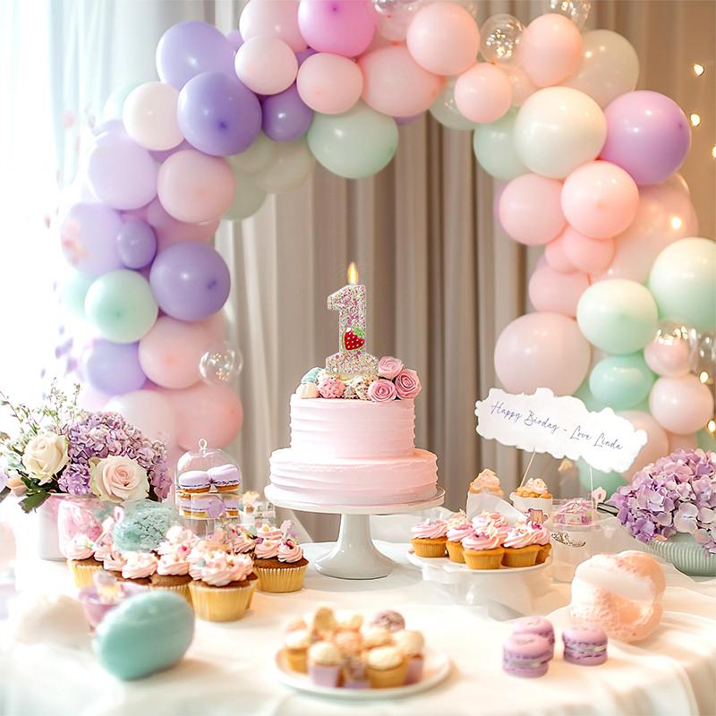 1PC Fluorescent Yellow Strawberry Number Candles 0-9 Age 0-9 Cake Toppers 7.5x4cm