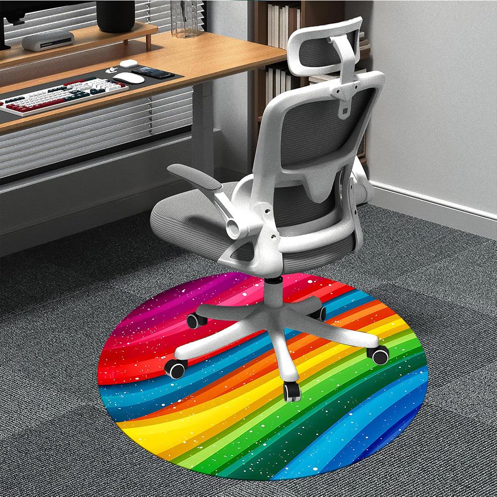 

1pc Rainbow Stripes Chair Carpet for Office, Non-slip, Soft and Durable Office Rug for Decoration, Perfect for Office yy260105019 80cm by 80cm