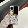 Cartoon Cute Snoopy Charlie friend seat Folding Magsafe Wireless Charge Phone Case For OPPO Find N3Flip N2Flip Magnetic Holder