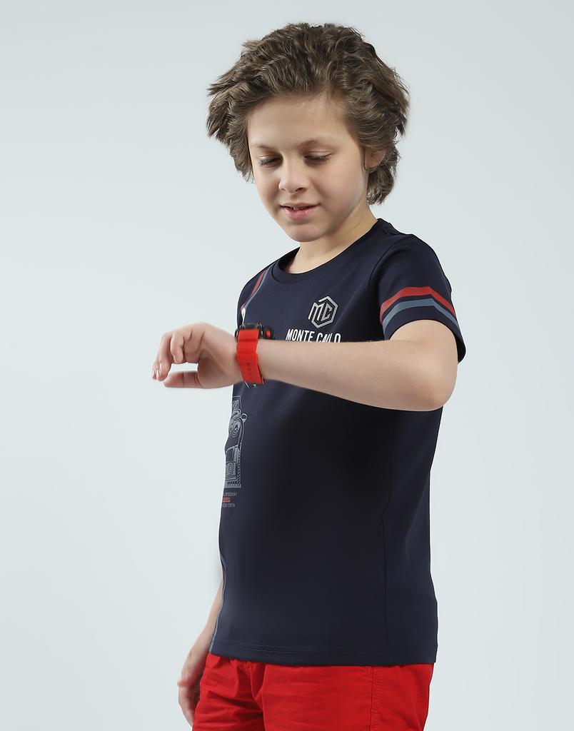 MONTE CARLO Boy's Regular Fit Printed Half Sleeve T-Shirt