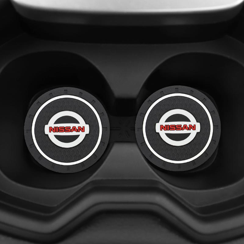 2Pcs Car Carbon Fiber Leather Anti Slip Cup Pad For Nissan GTR NISMO Qashqai Patrol X-trail Tiida Navara Sylphy Juke Teana F888