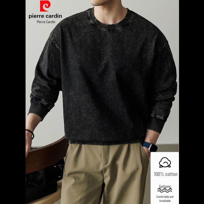 Pierre Cardin Men s 100% Cotton Drop Shoulder Vintage Crewneck Sweatshirt S