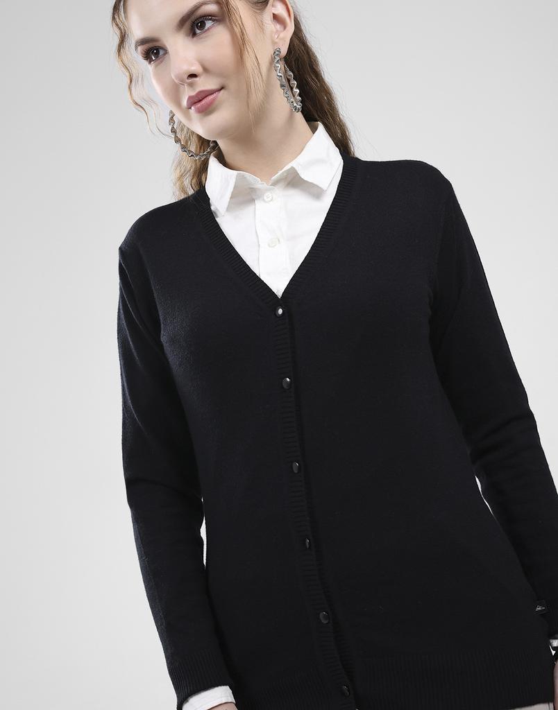 MONTE CARLO Women's V Neck Full Sleeves Cardigan