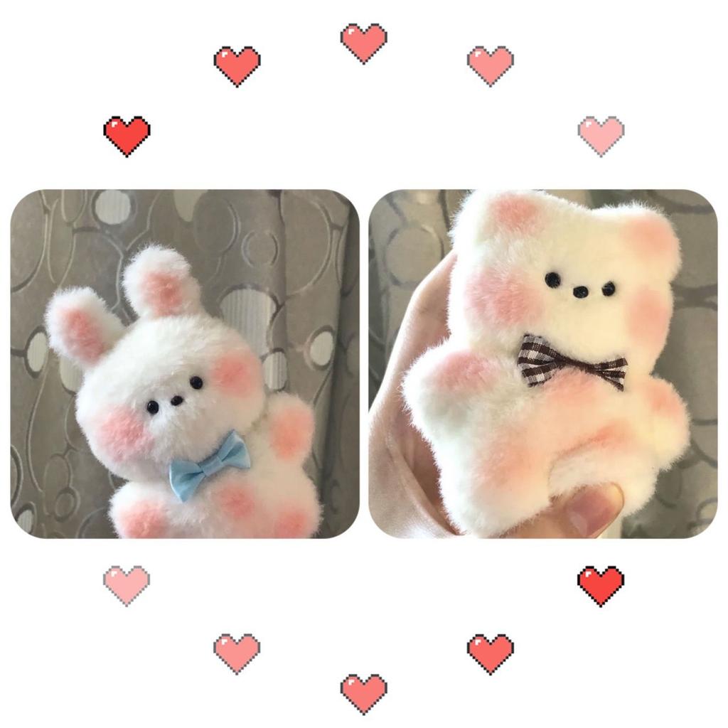 Couple Bear Rabbit Squeaking Plush Doll Pendant Cute Blush Rabbit Bag Keychain Pendant