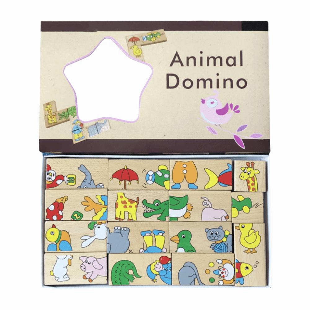 

Cartoon Toys 15/28PCS Pattern Dominoes Puzzle Wood Multicolor Cognitive Jigsaw Board Box Learning Toy Education Early Education