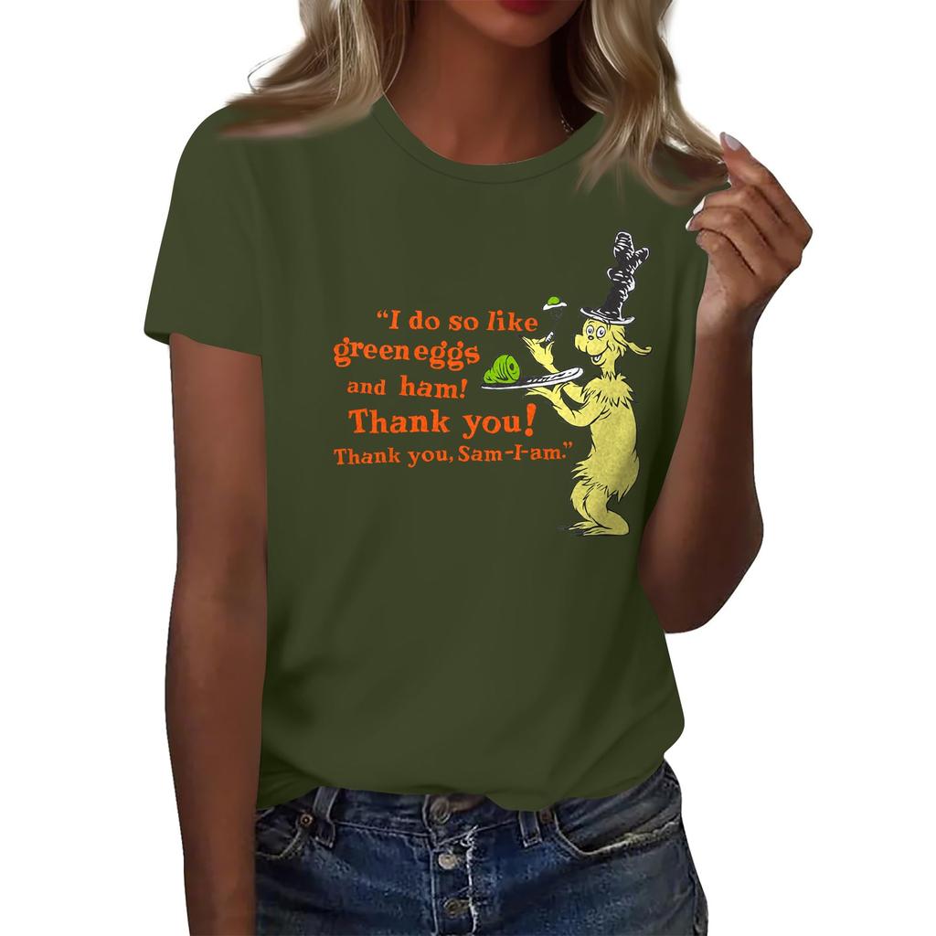 Women's Casual Fashion Street Slim Short Sleeve Printed T-Shirt Top