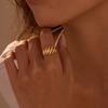 GEMCHIC Women's Leaf Willow Open Ring Stainless Steel 18K Gold Plated Geometric Fashion Ring