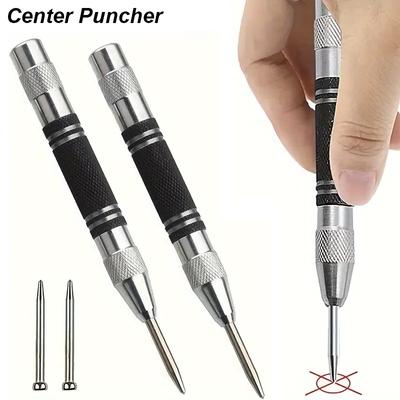 Perforadora central automática Marcador de agujeros Madera Metal Acero Resorte Carga Kerner Localizador de brocas Perforadora de alta resistencia Carpintería Herramienta manual automática